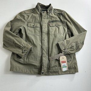 Levi's Washed Cotton Military Jacket Green Mens Size Large NWT Utility‎ Outdoor
